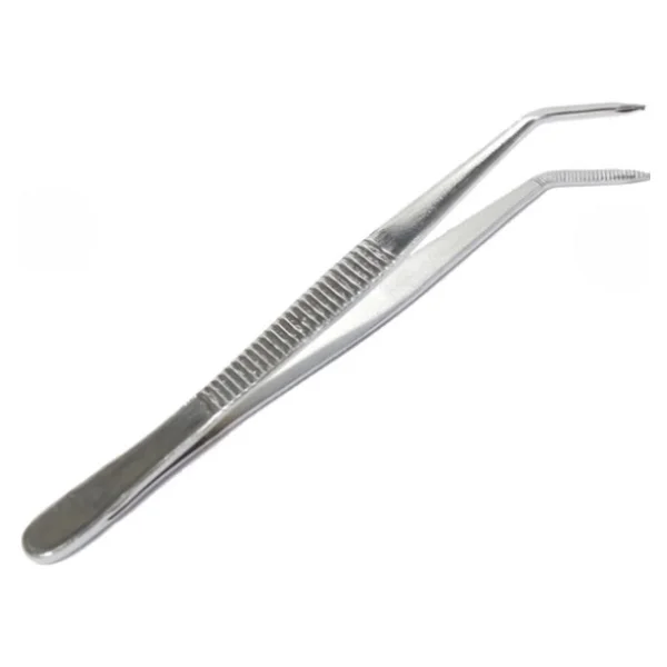 Labolist Penset 16 Cm Eğri Uçlu - Nikel Kaplama - Görsel 3