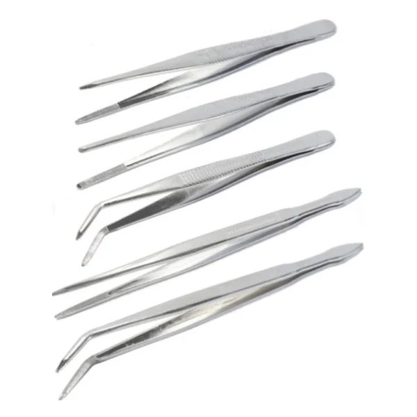 Labolist Penset 5'li Takım Set 13 - 16 Cm Nikel Kaplama - Görsel 2