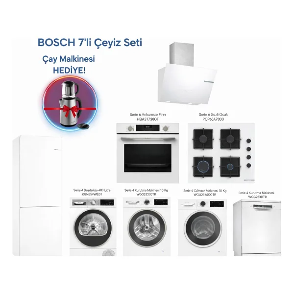 Bosch Beyaz Eşya Çeyiz Seti Kgn55vwe0n, Wga25202tr, Sms4ıkw62t, Wqg25201tr,Hua717bv0t,Pop6c2p30o,Dwk66pj20t - Görsel 2