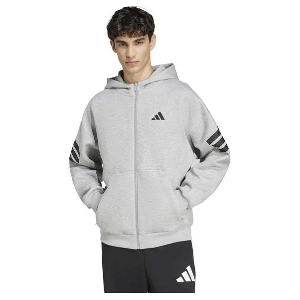Adidas Future Icons 3-Stripes Full-Zip Jd4828 Gri Erkek Eşofman Üstü - Görsel 6