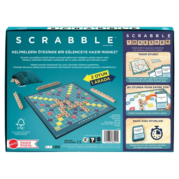 Scrabble Orijinal Ahşap 2'si 1 Arada Türkçe Jlj64 - Görsel 4