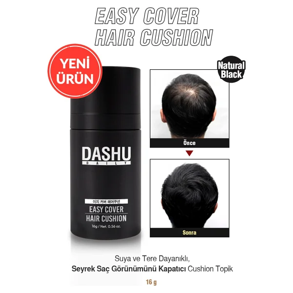 Suya Ve Tere Dayanıklı, Kapatıcı Siyah Saç Cushion Topik Dashu Daily Easy Cover Hair Cushion Black - Görsel 9
