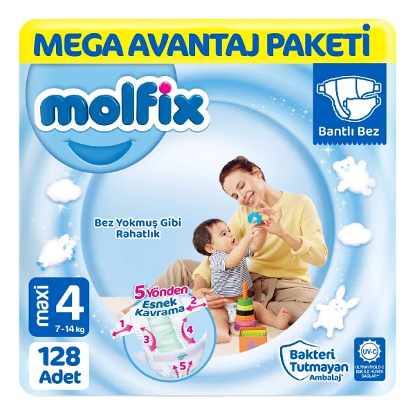 Molfix 4 Numara Maxi 128'li Bebek Bezi - Görsel 4