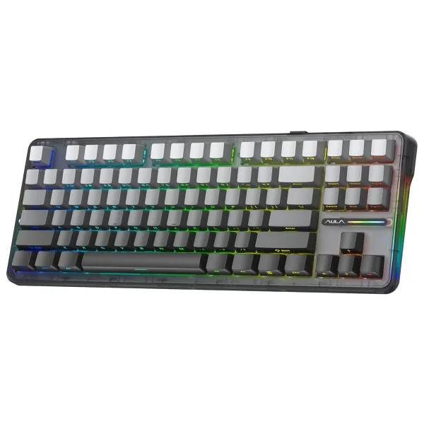 Aula F87 Pro Gradyan Gri RGB Tkl Graywood V4 Switch İngilizce Kablolu/Kablosuz Mekanik Oyuncu Klavyesi - Görsel 6