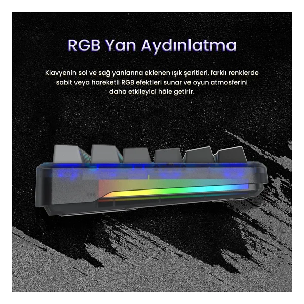 Aula F87 Pro Gradyan Gri RGB Tkl Graywood V4 Switch İngilizce Kablolu/Kablosuz Mekanik Oyuncu Klavyesi - Görsel 4