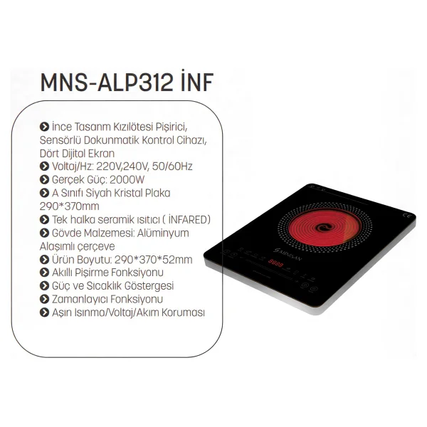 Minisan Mns-Alp312 Tekli Elektrikli İndüksiyon Ocak - Görsel 5