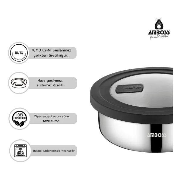 Amboss Nova 14 Cm Çelik Saklama Kabı - Görsel 4
