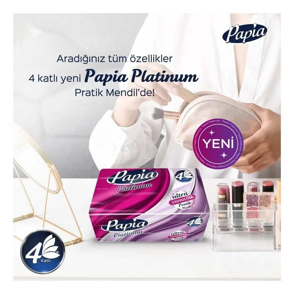 Papia Platinum Pratik Mendil 125 Yaprak (4 Katlı) 250 Yaprak (2pkx125) - Görsel 3
