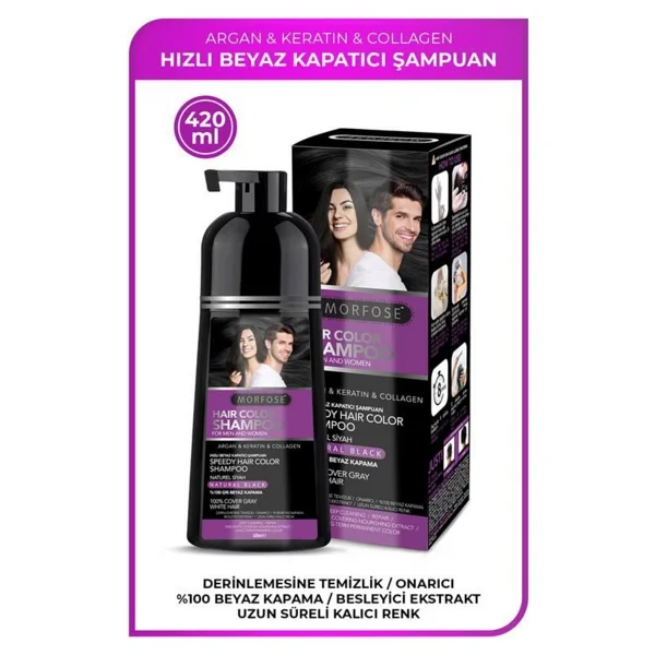 Morfose Hızlı Beyaz Kapatıcı Natural 420 Ml Siyah Şampuan - Görsel 4