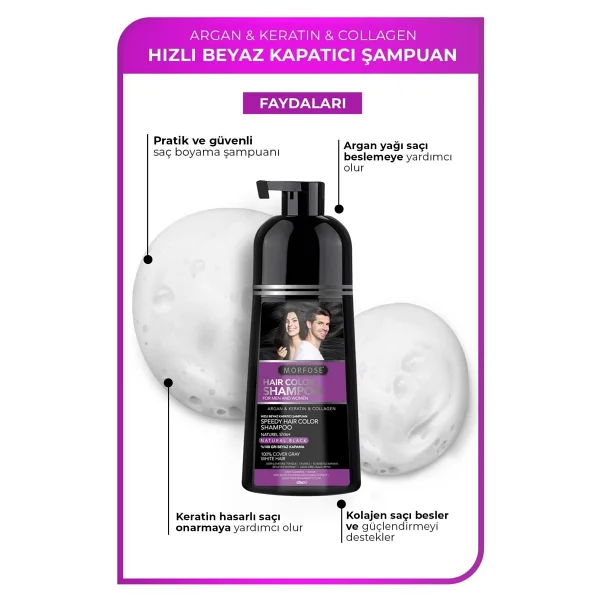Morfose Hızlı Beyaz Kapatıcı Natural 420 Ml Siyah Şampuan - Görsel 2