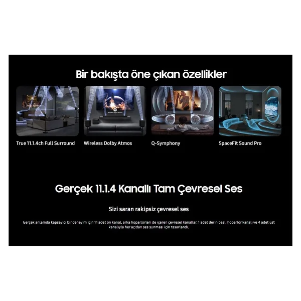Samsung 656 Watt 2026 Model-Yüksek Güç Mükemmel Ses Kalitesi 11.1.4 Kanal Kablosuz Dolby Atmos Soundbar & Sinema Sistemi-Dahili Sinematik Ses - Görsel 2
