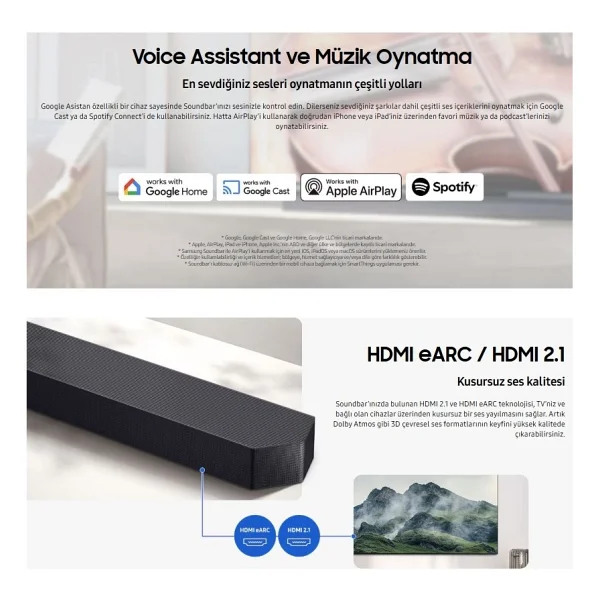 Samsung 656 Watt 2026 Model-Yüksek Güç Mükemmel Ses Kalitesi 11.1.4 Kanal Kablosuz Dolby Atmos Soundbar & Sinema Sistemi-Dahili Sinematik Ses - Görsel 7