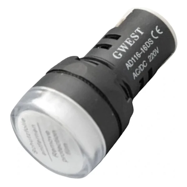 Gwest 22-B 220v 22mm Beyaz Ledli Sinyal Lambası - Görsel 2