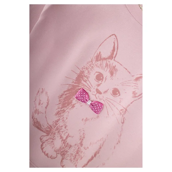 Cigit Kedi Baskılı Pijama Takım 2-8 Yaş Pudra Pembe - 2 - 3 Yaş - Görsel 4