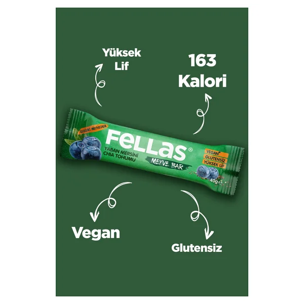 Fellas Meyve Bar - Yaban Mersinli Ve Chialı (40 G) X 12 Adet - Görsel 4