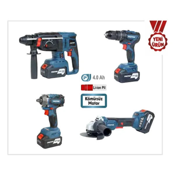 Proter Pst 914 Quatro Pst 945 HD + Pst 904 E + Pst 964 Ws + Pst 924 Bl Üç Akülü 4 Ah Kombo Set - Görsel 3