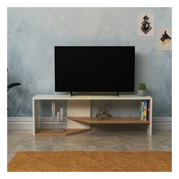 Lagomood Vega TV Ünitesi TV Sehpası Beyaz Meşe - Görsel 7