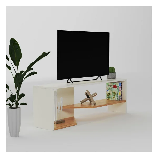 Lagomood Vega TV Ünitesi TV Sehpası Beyaz Meşe - Görsel 3