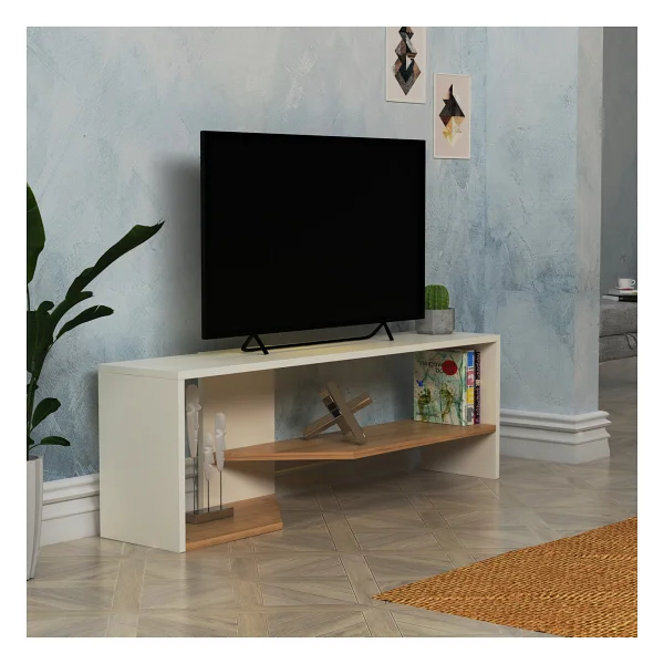 Lagomood Vega TV Ünitesi TV Sehpası Beyaz Meşe - Görsel 4