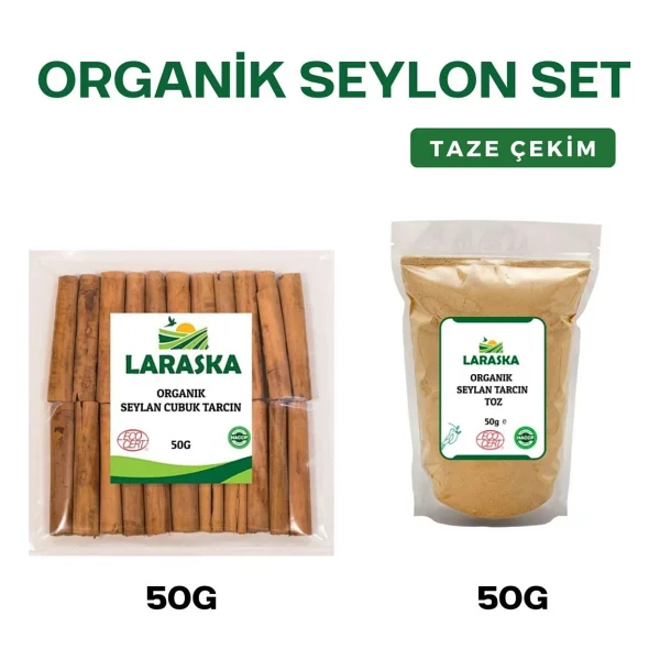 Laraska Organik Seylan- Organik Seylon Çubuk Tarçın 50g & Organik Seylon Toz Tarçın 50g Set - 1 Adet - Görsel 4