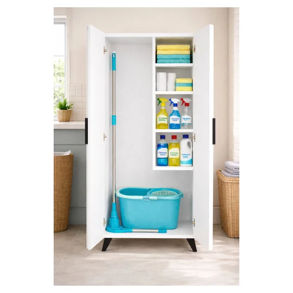Alesta Life Temızlık Dolabı 160x60x37,7 Beyaz - Görsel 2