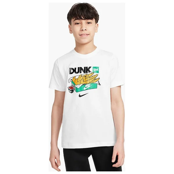 Nike Sportswear Cotton Dunk Kids Tee White Baskılı Unisex Çocuk Tişört Beyaz - Görsel 6