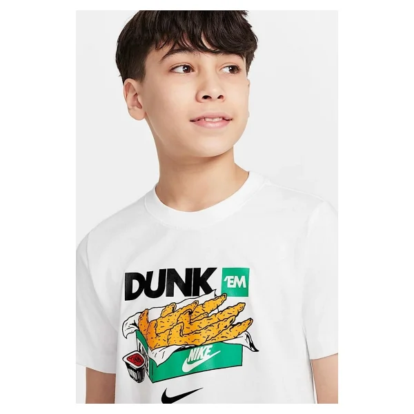 Nike Sportswear Cotton Dunk Kids Tee White Baskılı Unisex Çocuk Tişört Beyaz - Görsel 3