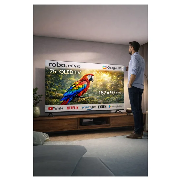 Robo Rbtv75 4K Ultra HD 75" 190 Ekran Uydu Alıcılı Google Smart QLED TV - Görsel 4