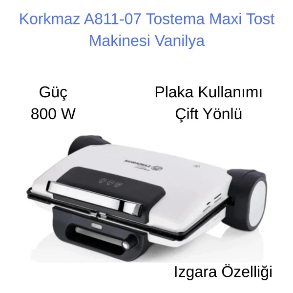 Korkmaz A811-07 Tostema Maxi Vanilya 1800 W Tost Makinesi - Görsel 5