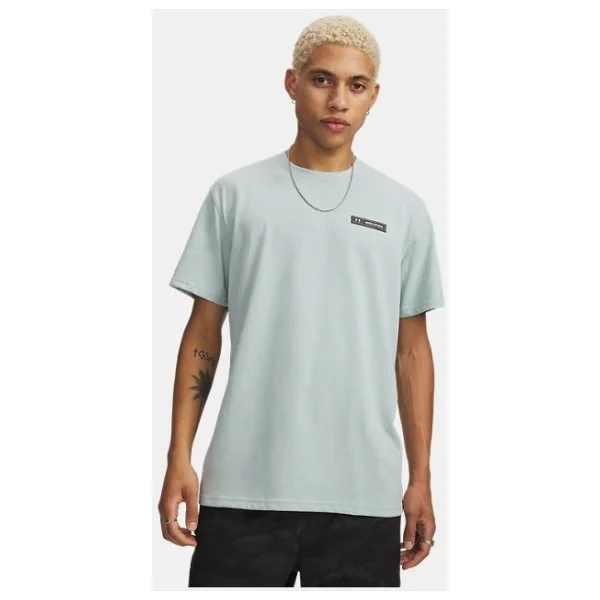 Under Armour Heavyweight Armour Label 1382831-477 Açık Mavi Kısa Kollu Bisiklet Yaka Erkek Tişört - Görsel 2