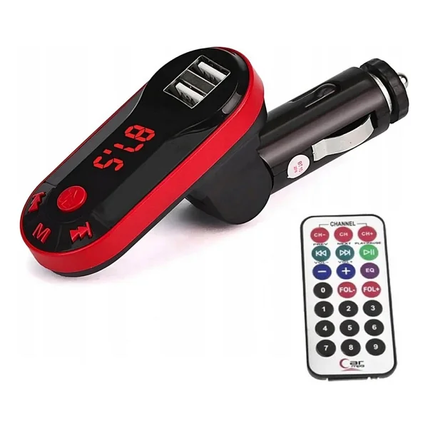 Divex Kumandalı Çakmaklık Girişli Araç Fm Transmitter Bluetooth 2xusb - Sd Kart Kırmızı DT-600 - Görsel 6