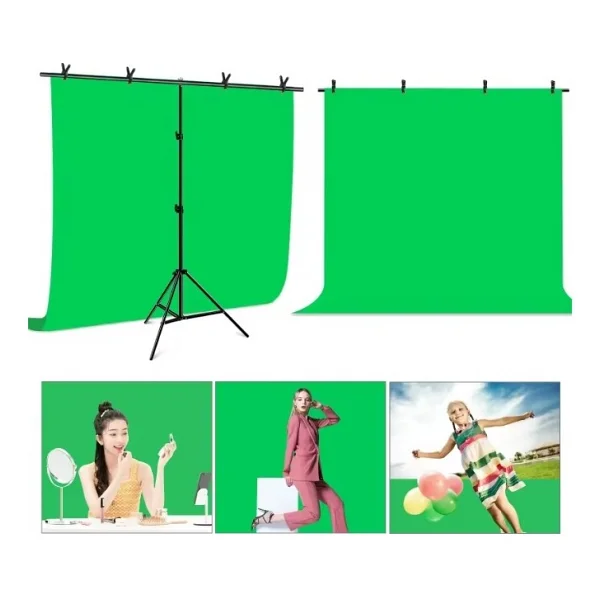 Ada Greenbox 2x3 M Chromakey, Green Screen ,Greenbox Yeşil Fon Kiti T Braket Standı + 5 Adet Mandal - Görsel 5
