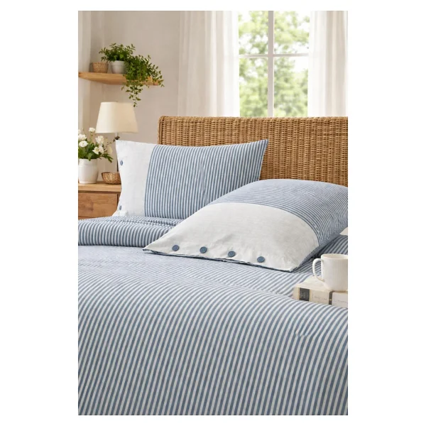 Özdilek Natural Line Nevresim Takımı Çift Kişilik - Mavi - 200 x 220 cm - Görsel 3