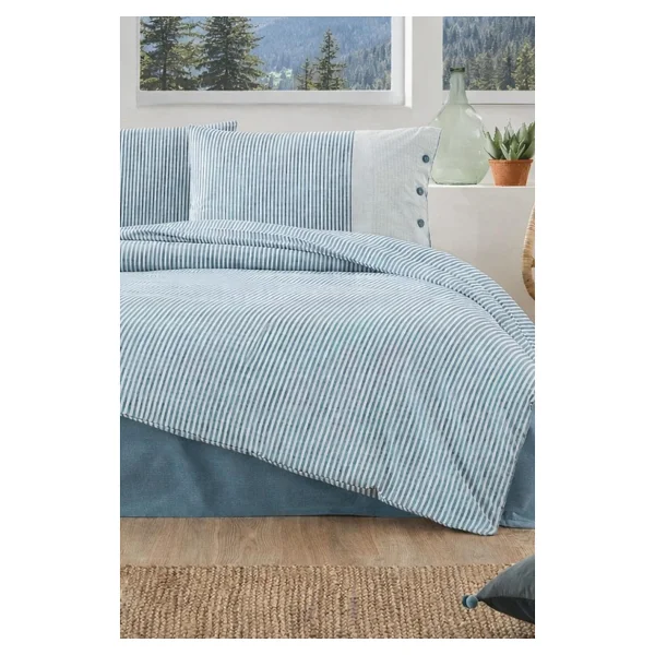 Özdilek Natural Line Nevresim Takımı Çift Kişilik - Mavi - 200 x 220 cm - Görsel 4