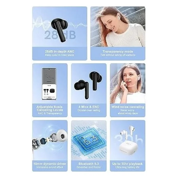 Qcy T13 ANC TWS Siyah Kulak İçi Bluetooth Kulaklık - Görsel 2