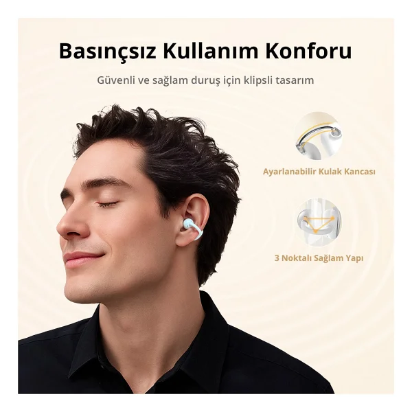 Earfun Clip TWS Beyaz Open Ear Bluetooth Kulaklık - Görsel 3