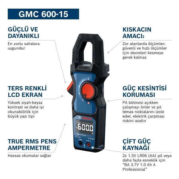 Bosch Gmc 600-15 600 V Pens Ampermetre - Görsel 4