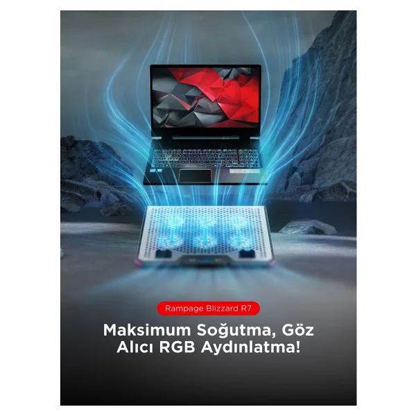 Rampage Blizzard R7 RGB 6 Fanlı USB 2.0 13"-15.6" Laptop Soğutucu - Görsel 2