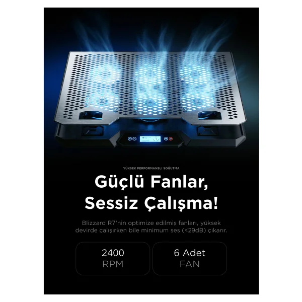 Rampage Blizzard R7 RGB 6 Fanlı USB 2.0 13"-15.6" Laptop Soğutucu - Görsel 4