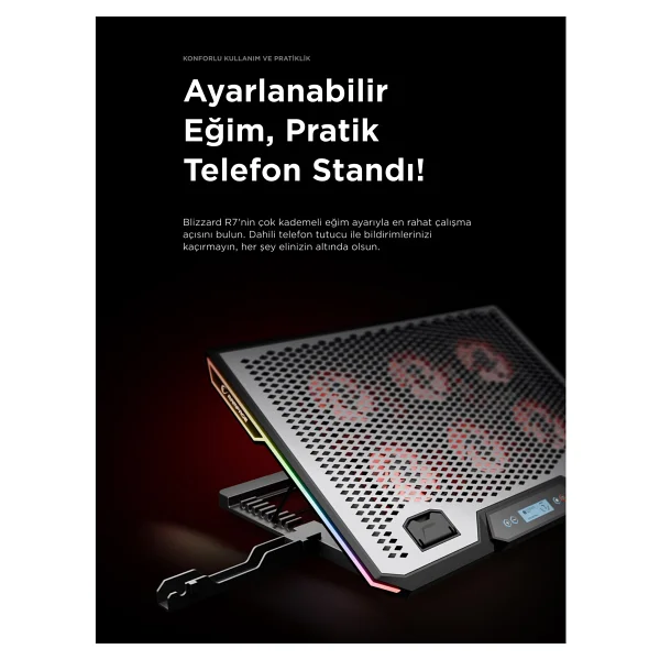 Rampage Blizzard R7 RGB 6 Fanlı USB 2.0 13"-15.6" Laptop Soğutucu - Görsel 7