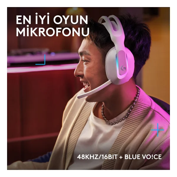 Logitech G522 Lightspeed Beyaz RGB Kablolu/Kablosuz Kulak Üstü Oyuncu Kulaklığı - Görsel 3