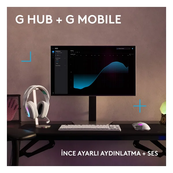 Logitech G522 Lightspeed Beyaz RGB Kablolu/Kablosuz Kulak Üstü Oyuncu Kulaklığı - Görsel 7