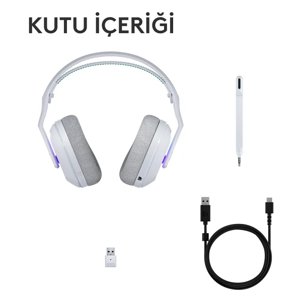Logitech G522 Lightspeed Beyaz RGB Kablolu/Kablosuz Kulak Üstü Oyuncu Kulaklığı - Görsel 9