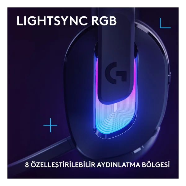Logitech G522 Lightspeed Siyah RGB Kablolu/Kablosuz Kulak Üstü Oyuncu Kulaklığı - Görsel 2