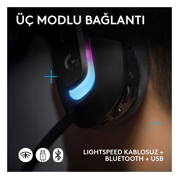 Logitech G522 Lightspeed Siyah RGB Kablolu/Kablosuz Kulak Üstü Oyuncu Kulaklığı - Görsel 5