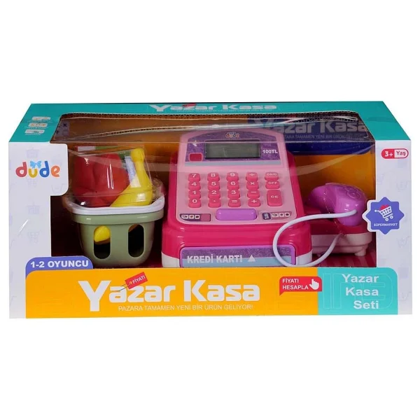 Hak-İş Oyuncak Hesap Makineli Oyuncak Yazar Kasa Seti - Barkod Okuyuculu, Meyve Sepetli / Pembe - Görsel 4