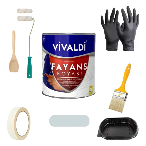 Vivaldi Vivaldi-Tezgah,Mermer,Fayans Boyası Seti Vernik Ve Astar Gerektirmez Mutfak Ve Banyo Boyası 1kg - 1 Lt - Karadeniz - Görsel 9