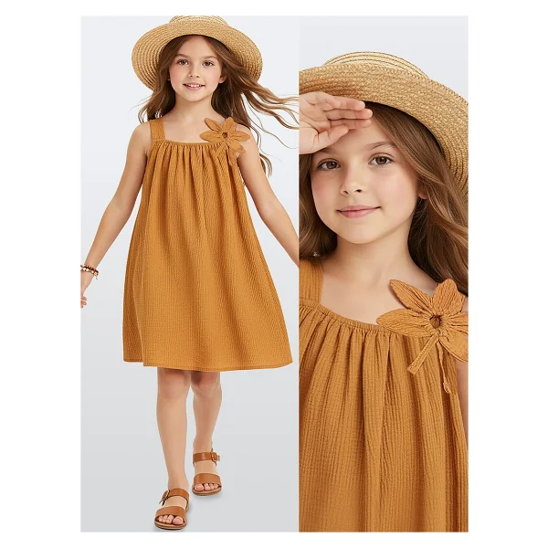 Denokids Kız Çocuk Çiçekli Elbise Hardal Sarı Ilkbahar Yaz Sezonu 5-10 Yaş - 6 Yaş - Görsel 9