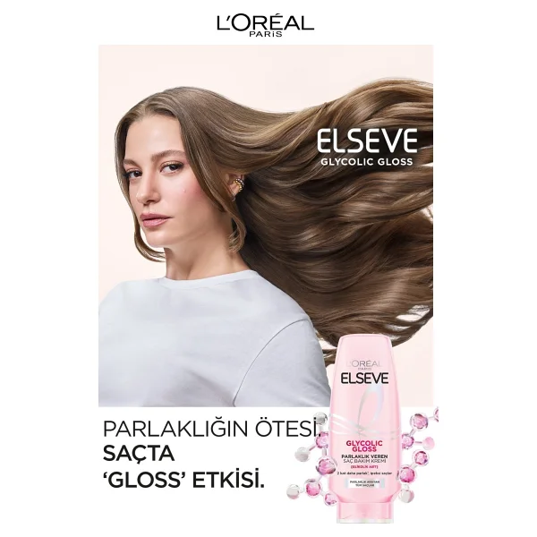 L'oreal Paris Elseve Glycolic Gloss Parlaklık Veren 250 Ml Saç Kremi - Görsel 3