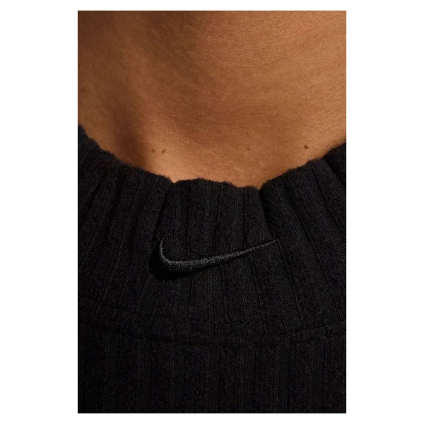 Nike Tight Fit Mock Neck Crop Tank Top Kadın Crop Dar Kesim Yüksek Yaka Fitilli Jarsey Atlet Siyah - Görsel 4